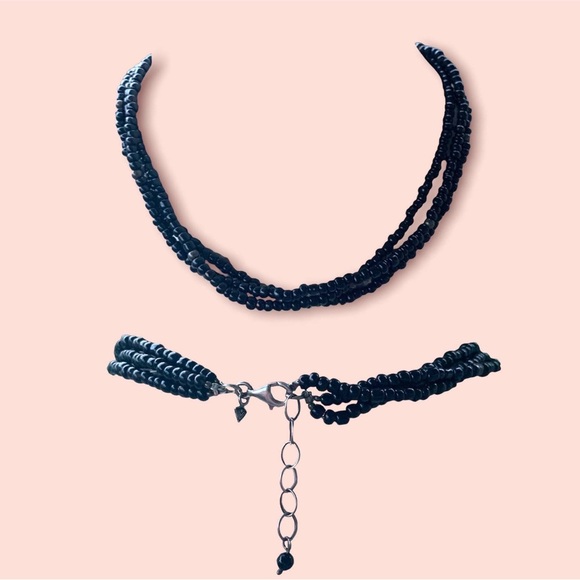 Black Glass Bead Necklaces Vintage Jewelry Lot - Picture 3 of 10